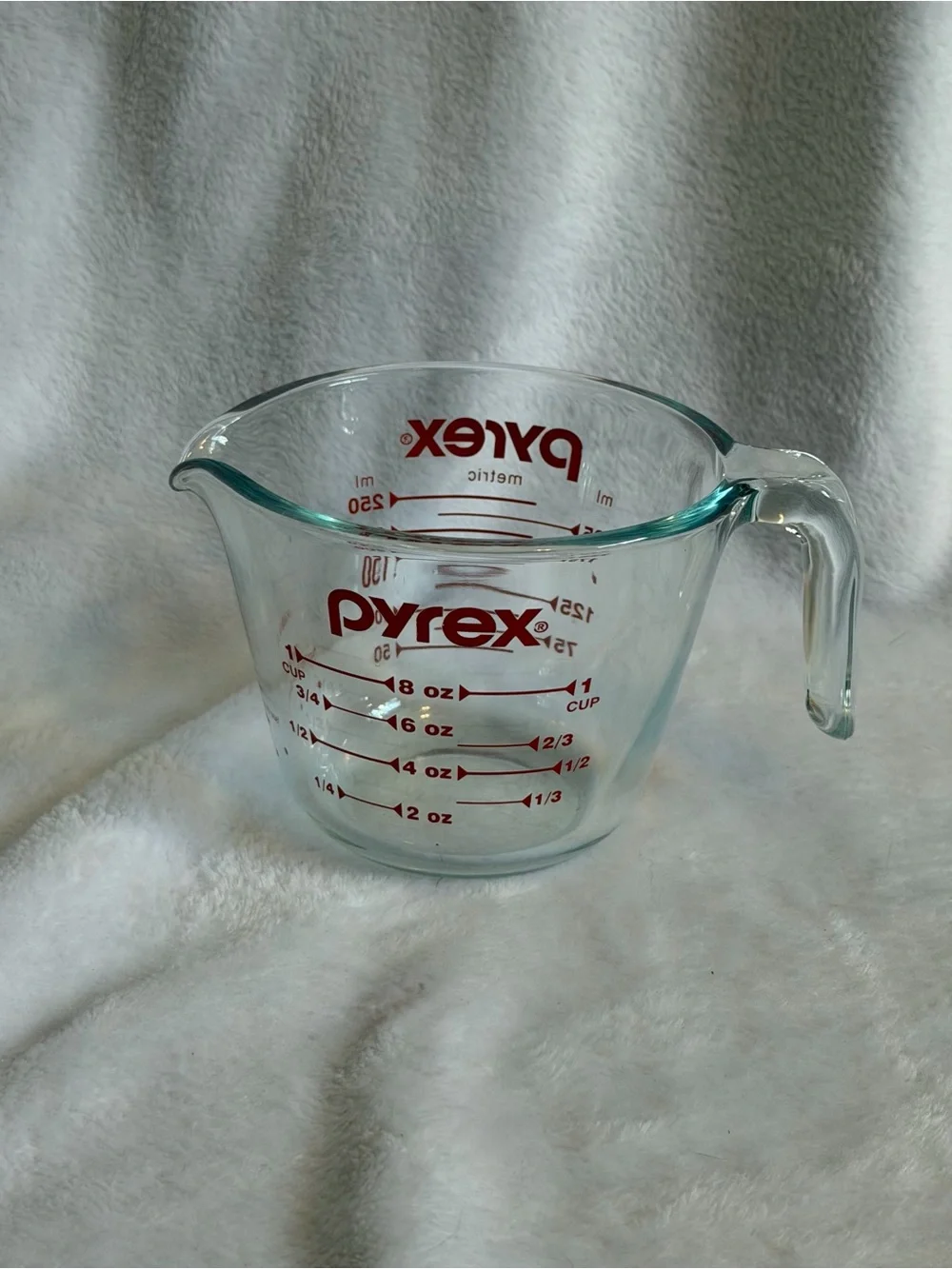 Pyrex #508 - 1 Cup 8 oz Measure Cup MLS Metric Pour Spout  Red Letters
